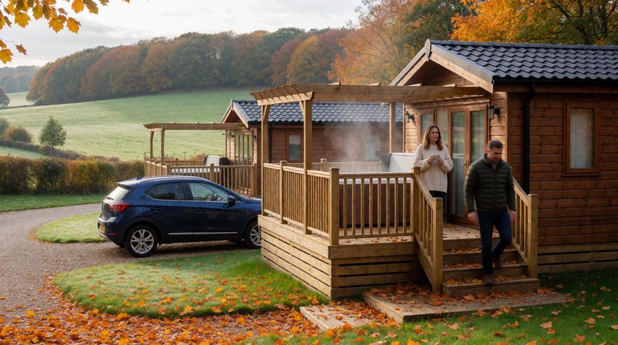 Lodges with hot tubs put you within half an hour of Alton Towers in the Staffordshire hills